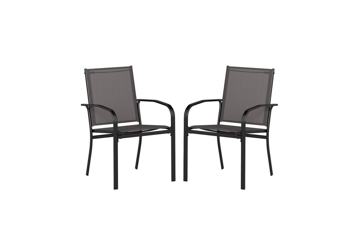 COSTWAY Gartenstuhl (2 St), stapelbares Esszimmerstuhl-Set mit Metallrahmen von COSTWAY