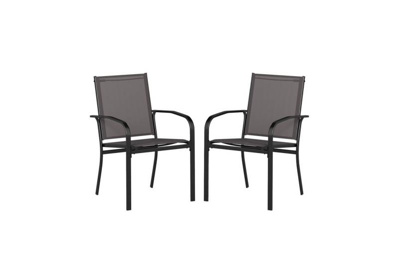 COSTWAY Gartenstuhl (2 St), stapelbares Esszimmerstuhl-Set mit Metallrahmen von COSTWAY