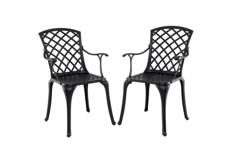 COSTWAY Gartenstuhl Balkonstühle (2 St), aus Aluminiumguss, wetterfest mit Armlehnen von COSTWAY