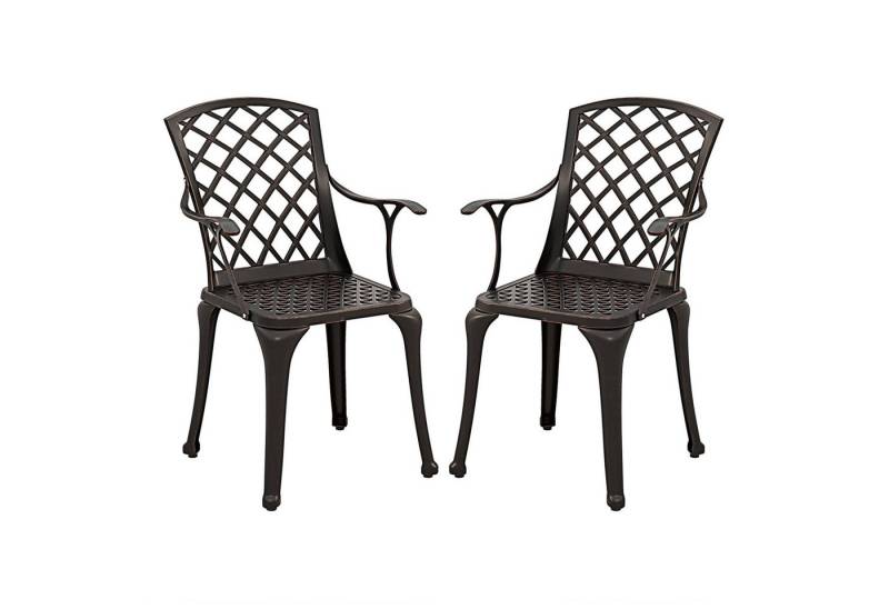 COSTWAY Gartenstuhl Balkonstühle (2 St), aus Aluminiumguss, wetterfest mit Armlehnen von COSTWAY