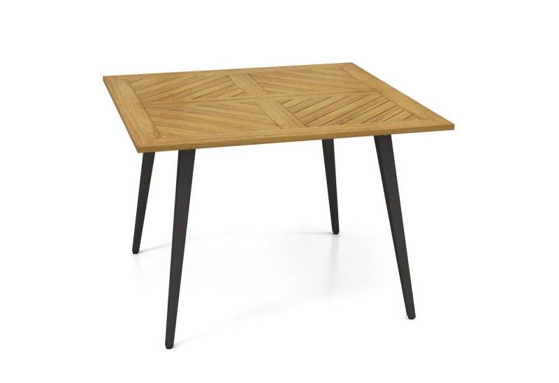 COSTWAY Gartentisch, Akazienholz mit Schirmloch, 107x107cm Balkontisch rechteckig von COSTWAY