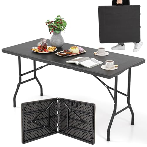 COSTWAY Gartentisch 152x70cm, Campingtisch klappbar, Klapptisch mit HDPE-Tischplatte & Tragegriff, Balkontisch für 4–6 Personen, Buffettisch für Garten, Terrasse und Balkon von COSTWAY
