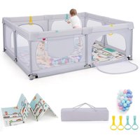 Costway - Grand Parc pour Bébé avec 50 Balles Océaniques, Clôture pour Tout-Petits avec 4 Anneaux à Main, Centre d'Activités pour Bébé avec Tapis von COSTWAY