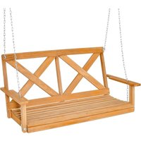 COSTWAY Hängebank aus Massivholz, 2-Sitzer Gartenschaukel zum Aufhängen, Hollywoodschaukel bis 240 kg belastbar, Outdoor-Schaukelbank für Terrasse, von COSTWAY