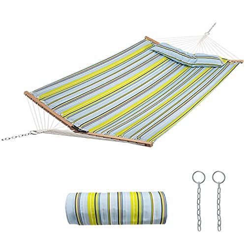 COSTWAY Hängematte mit Kissen, atmungsaktive Liegefläche ca. 190 x 140 cm, Belastbarkeit bis 150 kg, für Outdoor Camping, Terrasse, Garten (Hellblau) von COSTWAY