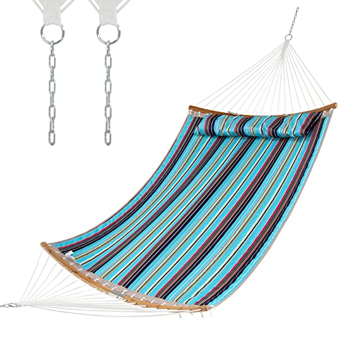COSTWAY Hängematte mit abnehmbarem Kissen, Belastbarkeit bis 150 kg, für Outdoor Camping Terrasse Garten Strand, 189 x 140,5 cm (Blau) von COSTWAY