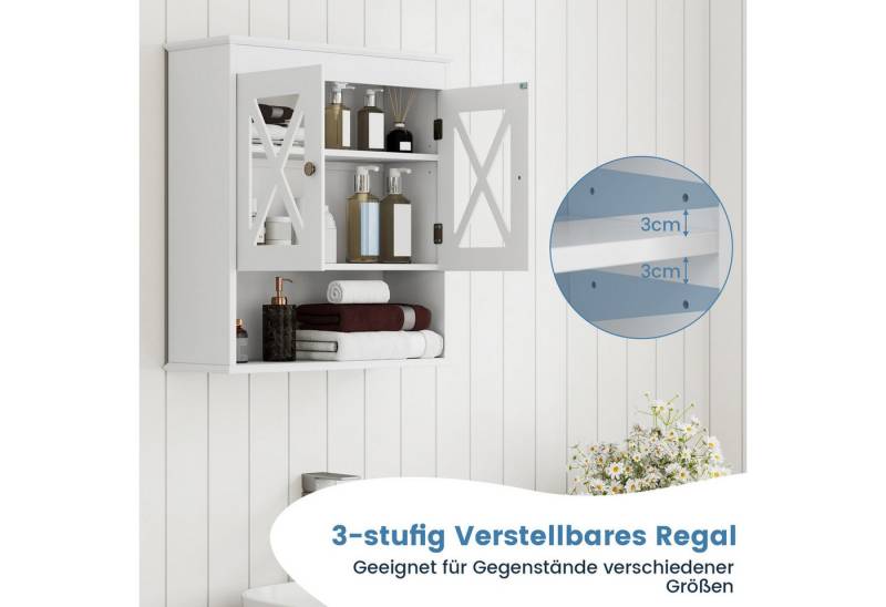 COSTWAY Hängeschrank Badezimmerschrank mit verstellbares Regal & 2 Türen von COSTWAY