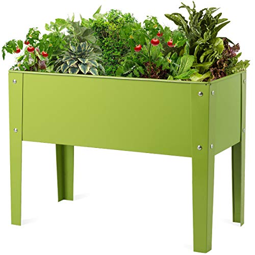 COSTWAY Hochbeet Metall, Pflanzkasten Blumenbeet Gartenbeet Blumenkasten Blumentrog Grün für Obst, Blumen, Gemüse im Freien, Garten, Innenbereich (60 x 30 x 45cm) von COSTWAY