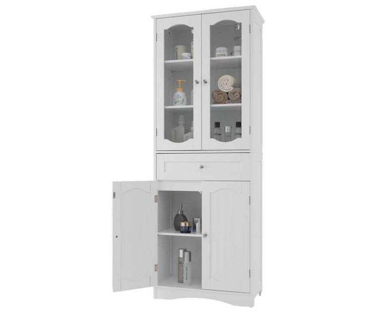 COSTWAY Hochschrank Bad, Vorratsschrank mit verstellbarem Einlegeboden, schwarz von COSTWAY