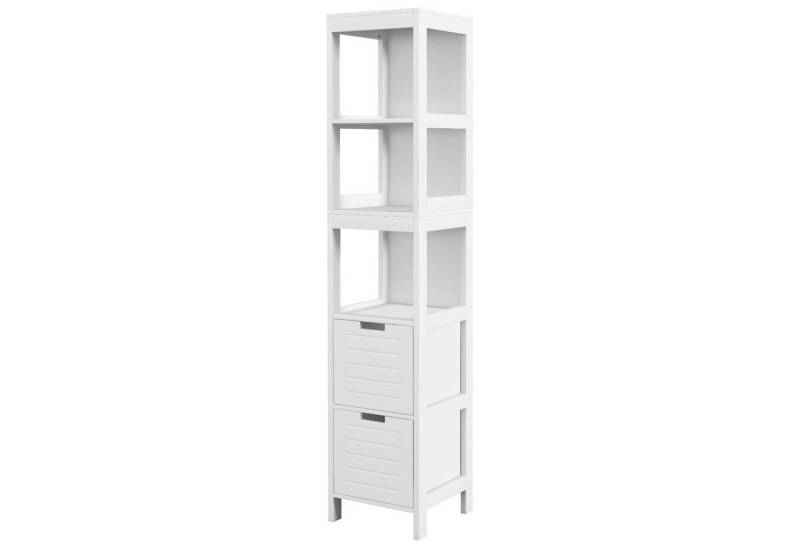 COSTWAY Hochschrank Bad, mit 5 Fächern & 2 Schubladen, weiß,145x30,5x30,5cm von COSTWAY