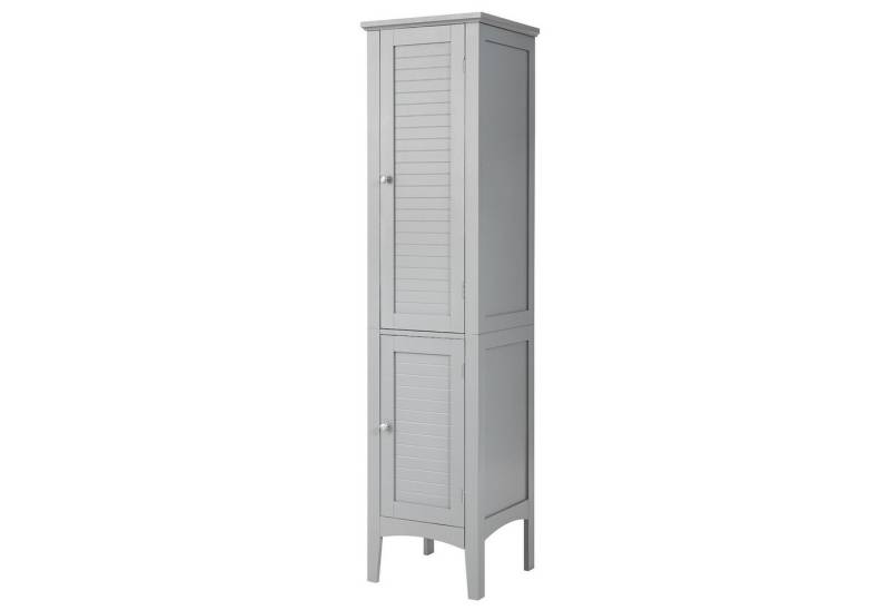 COSTWAY Hochschrank Bad,schmal,mit 2 Lamellentür,5 Fächern,37x37x160cm von COSTWAY