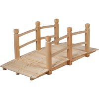 Holzbruecke Gartenbruecke Teichbruecke Zierbruecke Dekobruecke mit Gelaender 150x67x55 cm Natur - Costway von COSTWAY