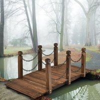 Costway - Holzbrücke mit Gelaender, Gartenbrücke Teichbrücke, Zierbrücke belastbar bis 180kg, Dekobrücke für Garten, Teich, Bach, Bauernhof 151x67x55 von COSTWAY