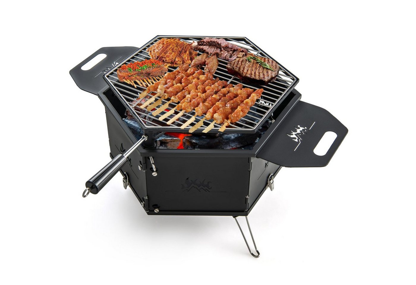 COSTWAY Holzkohlegrill, 3 in 1 Campinggrill, Outdoor von COSTWAY
