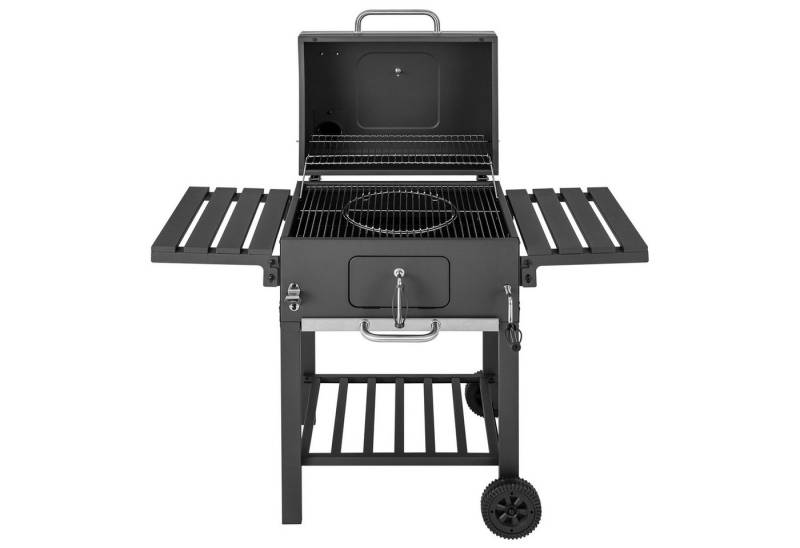 COSTWAY Holzkohlegrill Grillwagen, mit 2 Rädern & Beistelltisch von COSTWAY
