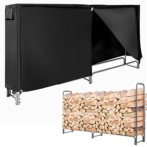 COSTWAY Kaminholzregal Aussen Metall, 240 x 35,5 x 122,5 cm, Brennholzregal mit wasserdichter Abdeckung, Kaminholzständer, Feuerholzregal für Außen von COSTWAY