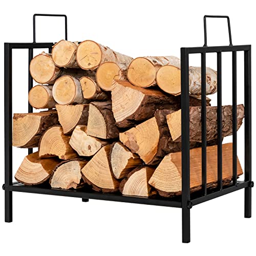 COSTWAY Kaminholzregal Metall bis 50kg belastbar, Brennholzregal Feuerholzregal Holzscheitregal Holzstapelhalter Kaminholzständer für Innen- und Außenbereiche von COSTWAY