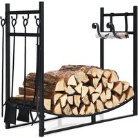 Kaminholzregal mit 4 tlg. Kaminbesteck Set von COSTWAY