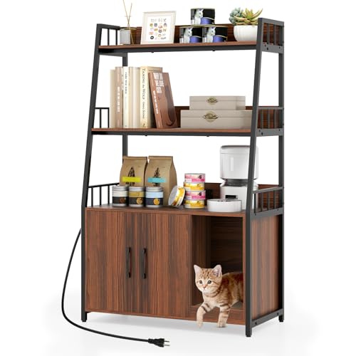 COSTWAY Katzenschrank mit Bücherregal, Ladestation, 3 Ebenen, Kratzmatte, Eingang, Katzenklo Schrank für Katzentoilette, Katzenhaus für Katzen Hunde Haustier, Katzenmöbel Indoor, 80x40x132cm (Walnuss) COSTWAY Katzenschrank mit Bücherregal, Ladestation, 3 Ebenen, Kratzmatte, Eingang, Katzenklo Schrank für Katzentoilette, Katzenhaus für Katzen Hunde Haustier, Katzenmöbel Indoor, 80x40x132cm (Walnuss) von COSTWAY
