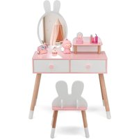 COSTWAY Kinder Schminktisch Set mit Kaninchen Design, 2-in-1-Frisiertisch mit Spiegel, 2 Schubladen & Aufbewahrungsregal, Schminkset mit COSTWAY Kinder Schminktisch Set mit Kaninchen Design, 2-in-1-Frisiertisch mit Spiegel, 2 Schubladen & Aufbewahrungsregal, Schminkset mit von COSTWAY