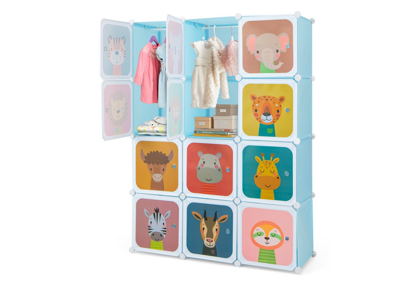 COSTWAY Kinderkleiderschrank mit 2 Kleiderstängen und 12 Würfeln, erweiterbar COSTWAY Kinderkleiderschrank mit 2 Kleiderstängen und 12 Würfeln, erweiterbar von COSTWAY