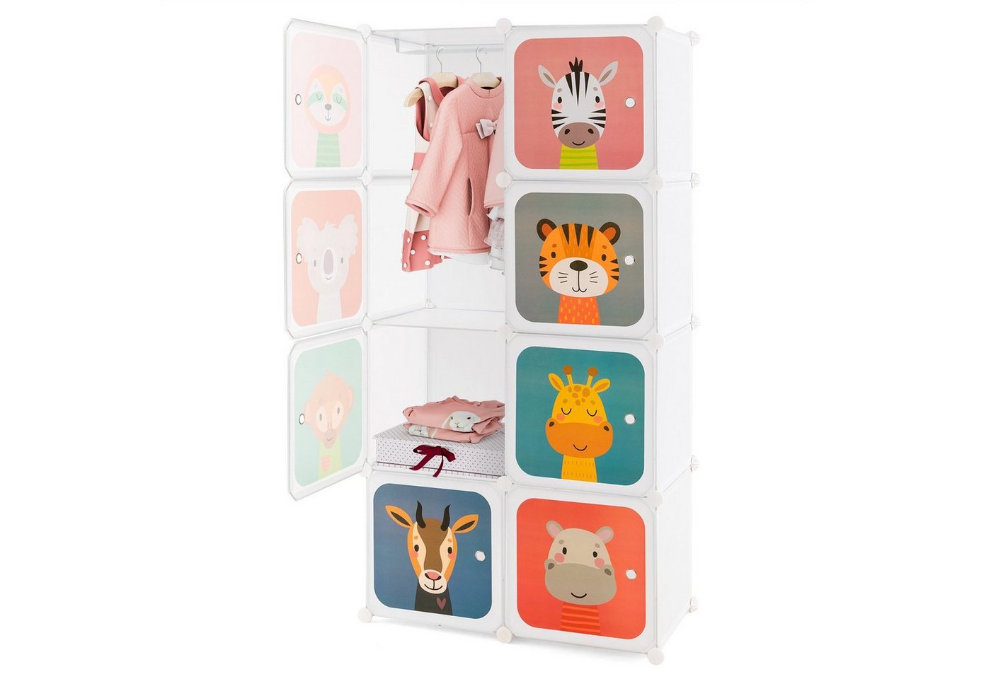 COSTWAY Kinderkleiderschrank mit Kleiderstange und 8 Würfeln, erweiterbar COSTWAY Kinderkleiderschrank mit Kleiderstange und 8 Würfeln, erweiterbar von COSTWAY