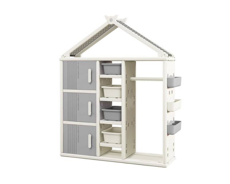 COSTWAY Kinderregal, Spielzeugregal in Hausform mit Boxen und Schubladen von COSTWAY