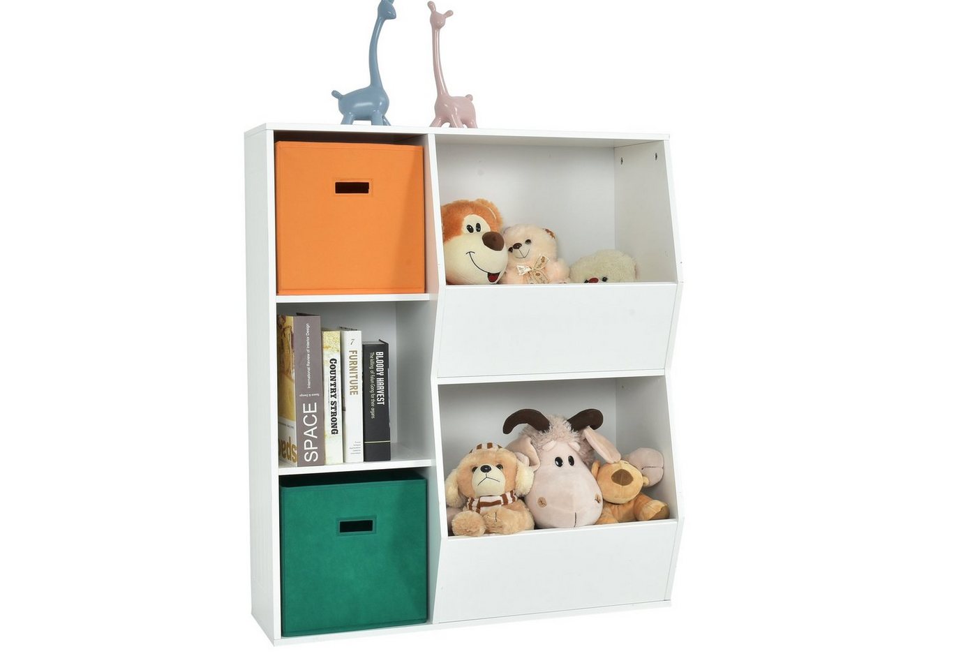 COSTWAY Kinderregal Bücherregal, mit 2 Körben & 5 Fächern, 76 x 28 x 94 cm von COSTWAY