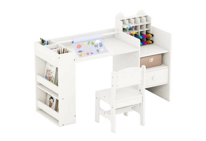 COSTWAY Kinderschreibtisch, Kinder Schreibtisch Set mit abnehmbarem Papierrollenhalter COSTWAY Kinderschreibtisch, Kinder Schreibtisch Set mit abnehmbarem Papierrollenhalter von COSTWAY