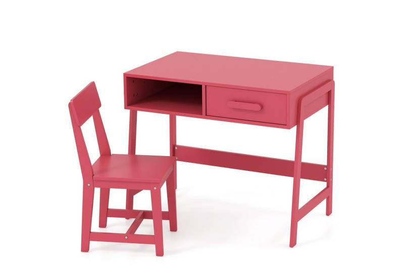 COSTWAY Kinderschreibtisch (2-St., mit Kinderstuhl set), Holz, mit Schublade von COSTWAY