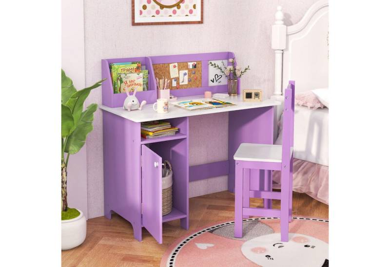 COSTWAY Kinderschreibtisch mit Stuhl Set, Holz, Sitzgruppe mit Bücherregal COSTWAY Kinderschreibtisch mit Stuhl Set, Holz, Sitzgruppe mit Bücherregal von COSTWAY