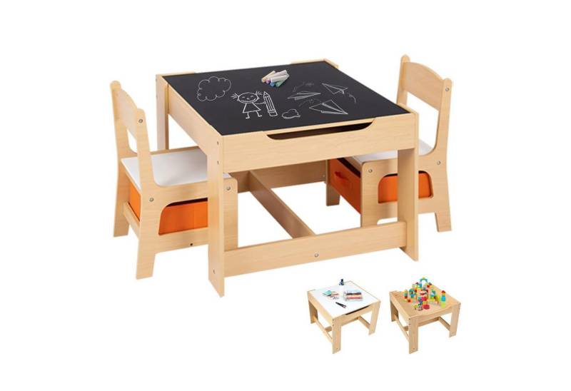 COSTWAY Kindersitzgruppe 3 TLG. mit 2 Stühlen, mit Stauraum & Tafel COSTWAY Kindersitzgruppe 3 TLG. mit 2 Stühlen, mit Stauraum & Tafel von COSTWAY