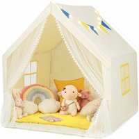 COSTWAY Kinderspielhaus mit Sternenlichtern, Prinzessin Prinzess Kinderzelt mit Fenster & Matte & bunten Flaggen, Spielzelt mit doppeltem Vorhang, COSTWAY Kinderspielhaus mit Sternenlichtern, Prinzessin Prinzess Kinderzelt mit Fenster & Matte & bunten Flaggen, Spielzelt mit doppeltem Vorhang, von COSTWAY