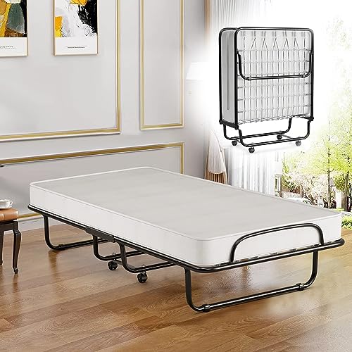 COSTWAY Klappbett für Einzelbett, Erwachsene, 80 x 190 cm, mit orthopädischer Matratze aus Memory-Schaum 10 cm, Traglast 120 kg, klappbares Gästebett mit 4 Rollen und Metallrost für Gäste, Weiß COSTWAY Klappbett für Einzelbett, Erwachsene, 80 x 190 cm, mit orthopädischer Matratze aus Memory-Schaum 10 cm, Traglast 120 kg, klappbares Gästebett mit 4 Rollen und Metallrost für Gäste, Weiß von COSTWAY