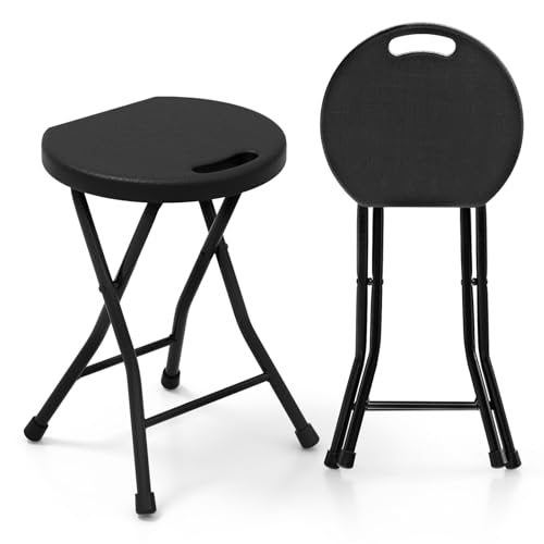 COSTWAY Klapphocker 2er Set, klappbarer Hocker mit Tragegriff, 150 kg Tragkraft, für Küche, Garten und Außenbereich von COSTWAY
