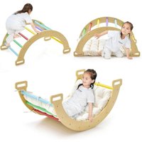 COSTWAY Kletterbogen mit weichem Kissen, Kletterdreieck zum Wippen, Klettern und Krabbeln, Indoor Klettergerüst aus Holz, für Kinder ab 3 Jahre (Bunt) von COSTWAY