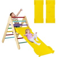 Kletterdreieck mit Rampe, Klettergerüst aus Holz, Sprossendreieck zum Klettern & Rutschen, für Kleinkinder ab 1 Jahren - Costway von COSTWAY