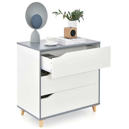 COSTWAY Kommode mit Schubladen, Sideboard Holz, Schubladenschrank für Schlafzimmer & Garderobe, 75 x 42 x 75 cm (Weiß) von COSTWAY