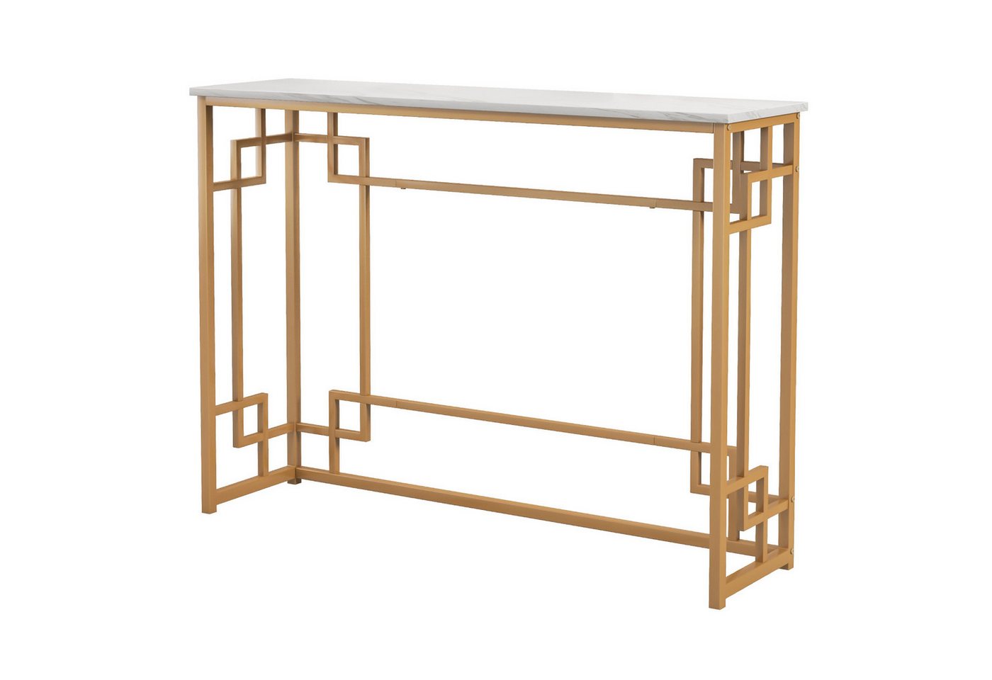 COSTWAY Konsolentisch, Marmor Gold, schmal, Metallrahmen, 110x30x81cm von COSTWAY