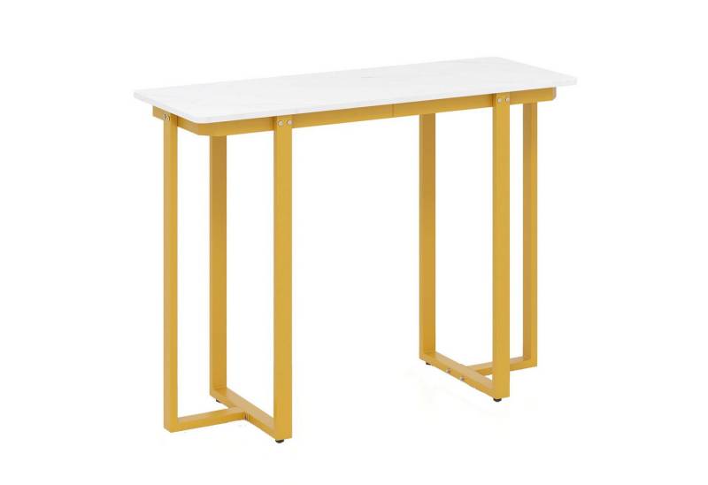 COSTWAY Konsolentisch (1-St), Eingangstisch Marmor mit geometrischem Metallrahmen gold von COSTWAY