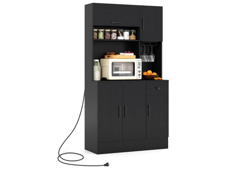 COSTWAY Küchenbuffet Schrank Hoch mit Steckdosen, Arbeitsplatte Braun COSTWAY Küchenbuffet Schrank Hoch mit Steckdosen, Arbeitsplatte Braun von COSTWAY