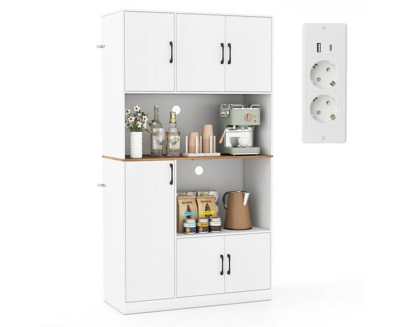 COSTWAY Küchenbuffet mit Steckdose, Arbeitsplatte Küchenschrank Holz 180cm von COSTWAY