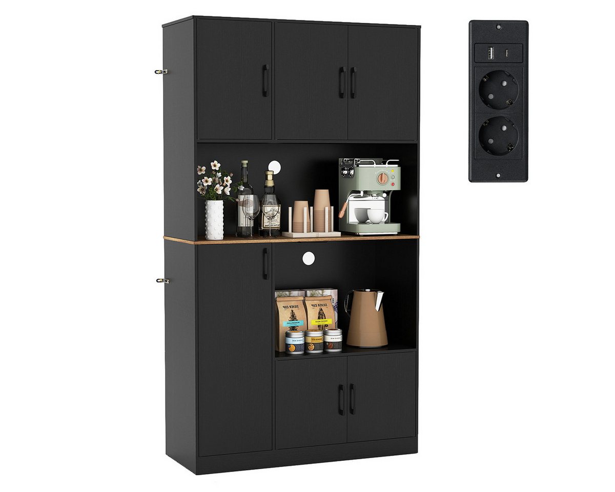 COSTWAY Küchenbuffet mit Steckdose, Arbeitsplatte Küchenschrank Holz 180cm COSTWAY Küchenbuffet mit Steckdose, Arbeitsplatte Küchenschrank Holz 180cm von COSTWAY