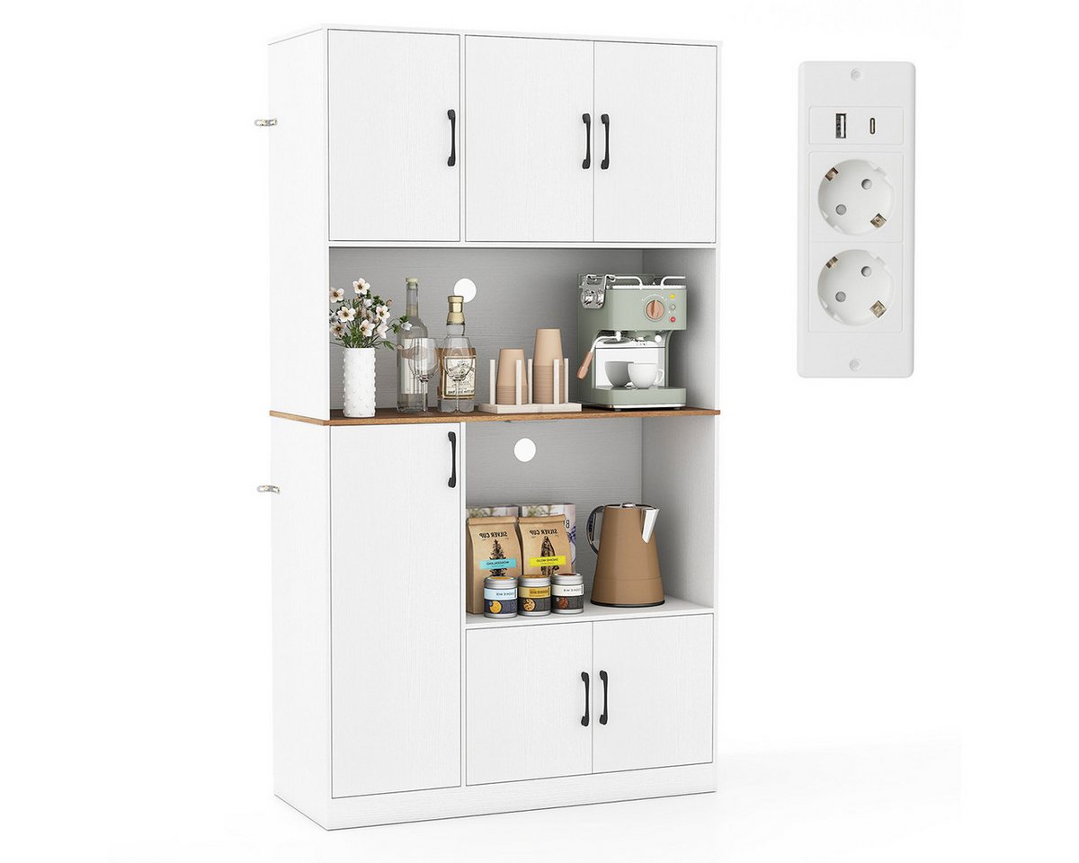 COSTWAY Küchenbuffet mit Steckdose, Arbeitsplatte Küchenschrank Holz 180cm von COSTWAY