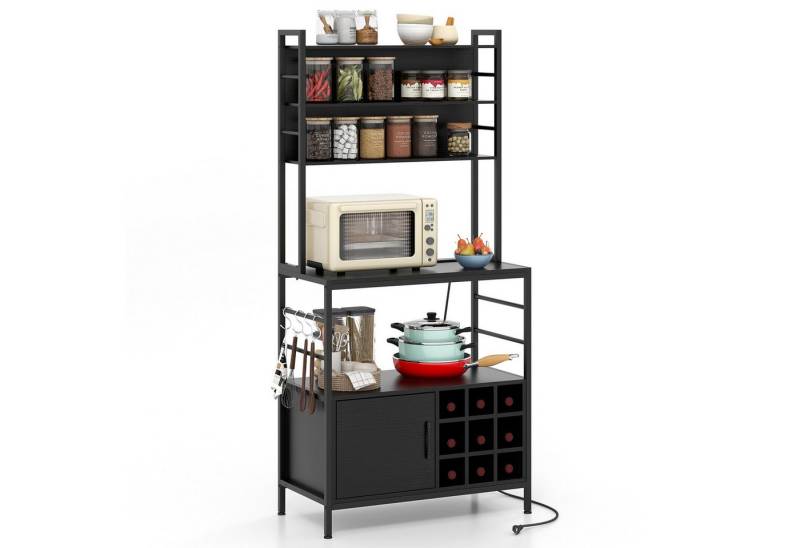 COSTWAY Küchenregal, mit Steckdose, Weinregal für 9 Flaschen, 80x40x170cm von COSTWAY