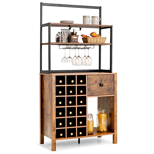 COSTWAY Küchenschrank 160CM, Buffetschrank mit Weinregal und Schublade, 4 Ebenen Küchenbuffet mit Weinglashalter, Hausbar Weinregal freistehend für 18 Flaschen, industriell, für Küche und Wohnzimmer COSTWAY Küchenschrank 160CM, Buffetschrank mit Weinregal und Schublade, 4 Ebenen Küchenbuffet mit Weinglashalter, Hausbar Weinregal freistehend für 18 Flaschen, industriell, für Küche und Wohnzimmer von COSTWAY