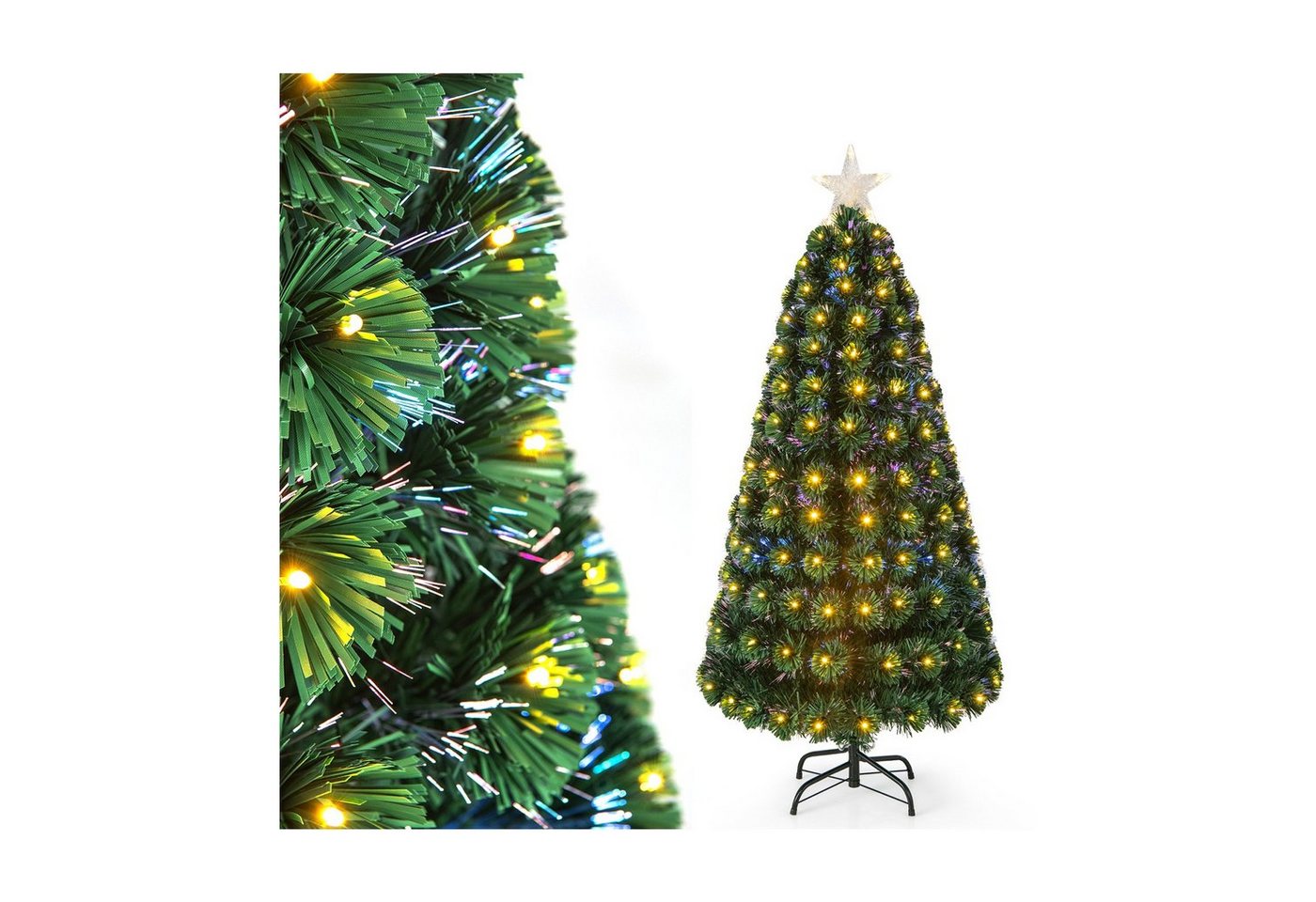 COSTWAY Künstlicher Weihnachtsbaum, 150cm, mit 170 Spitzen, 170 LEDs & Stern von COSTWAY