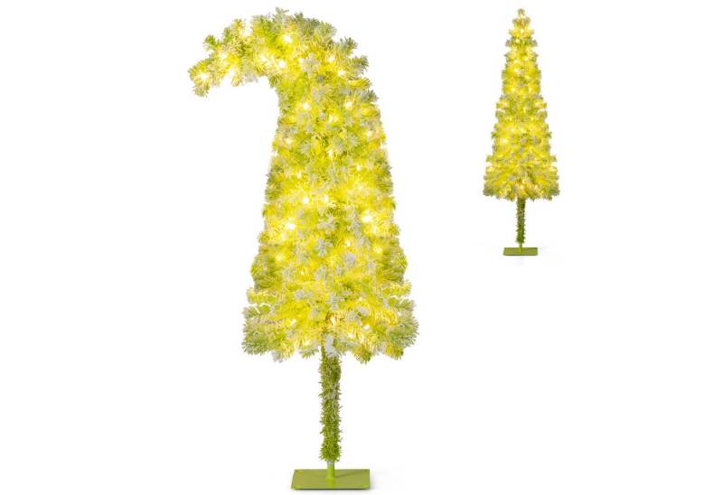 COSTWAY Künstlicher Weihnachtsbaum, 150cm biegbare Spitze mit Schnee, 80 LEDs von COSTWAY