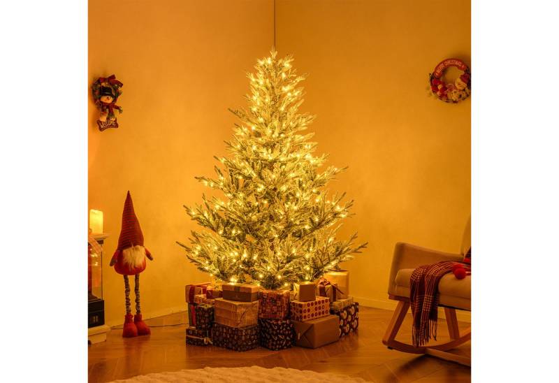 COSTWAY Künstlicher Weihnachtsbaum, 180cm 340 LEDs 762 Zweige mit Schnee von COSTWAY