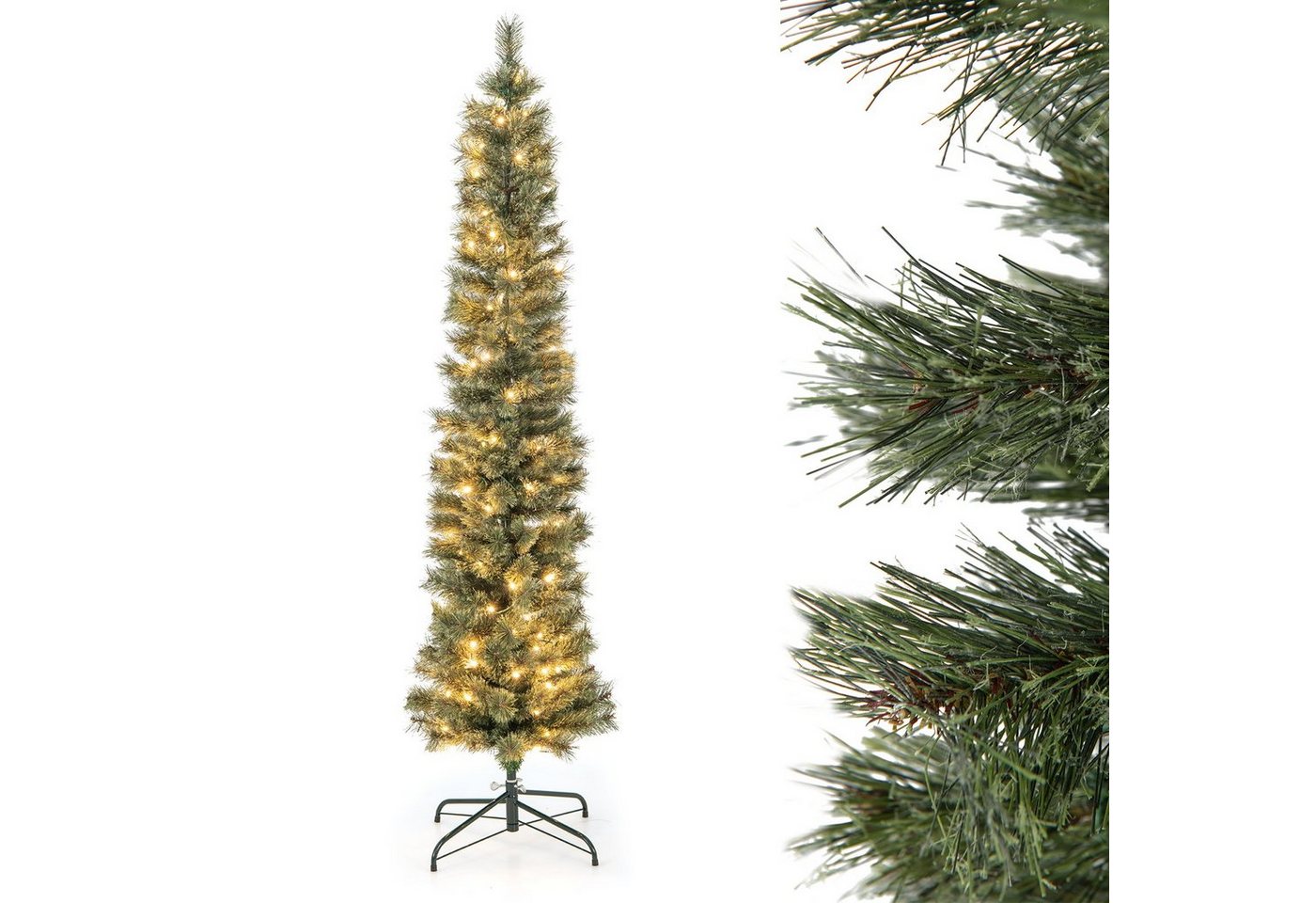 COSTWAY Künstlicher Weihnachtsbaum, 180cm Bleistift Tannenbaum mit 105 LEDs von COSTWAY